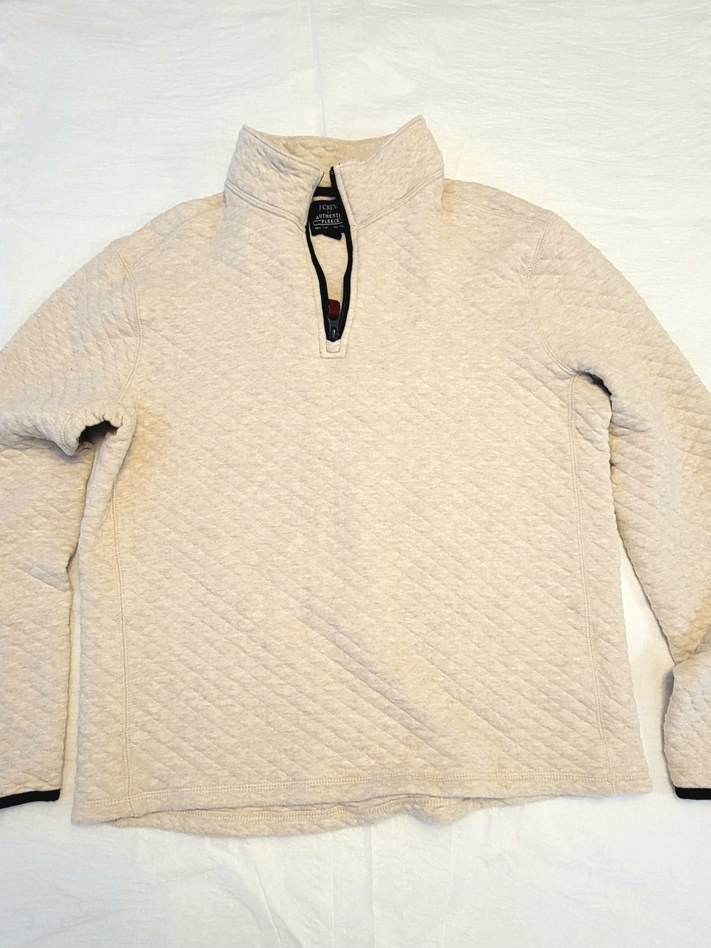 J. Crew Men's Quilted Half-Zip Sweater in Light Beige